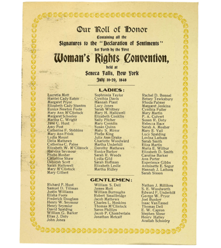 Signatories to the Declaration of Sentiments, July 19-20, 1848