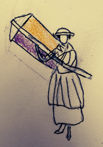 Crayon drawing of a suffragist.