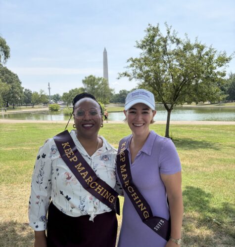 LWV CEO, Celina Stewart and WSNMF President & CEO, Anna Laymon on the future site of the monument.